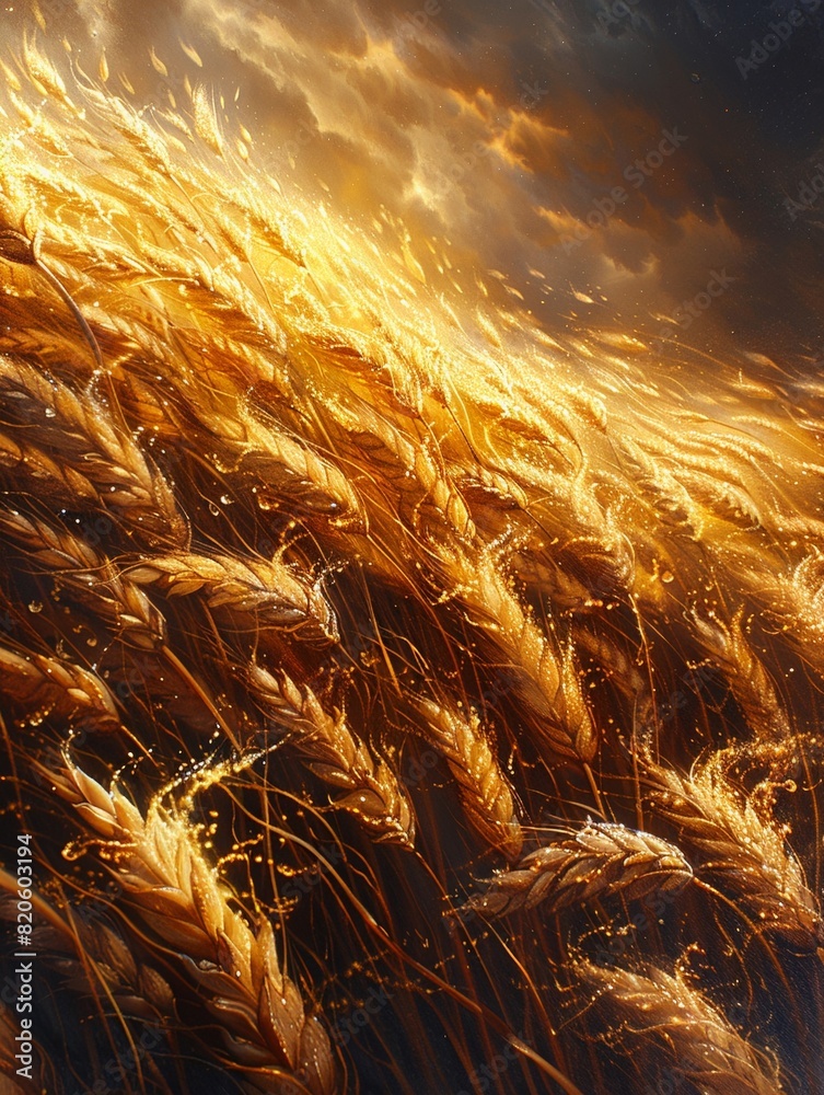 An artistic depiction of hops and barley merging together in a dance of flavors An artistic depiction of hops and barley merging together in a dance of flavors