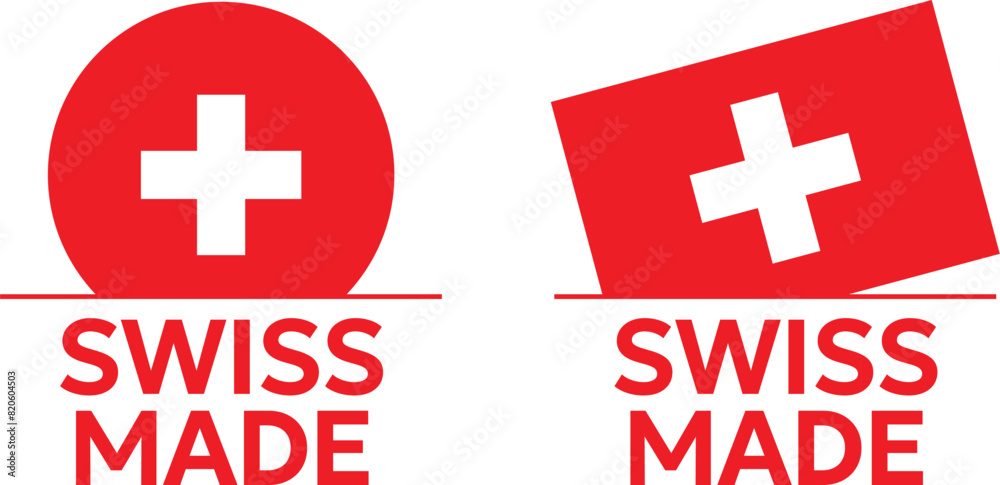 Fototapeta premium Swiss made labels set, made in Switzerland product icons
