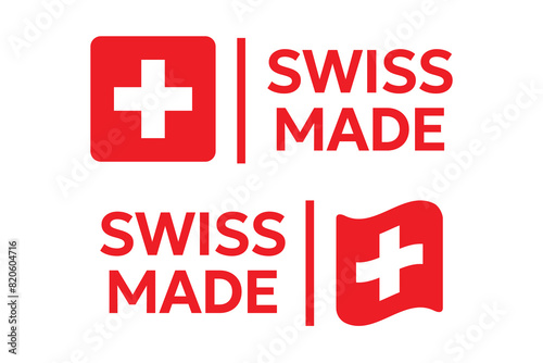 Swiss made labels set, made in Switzerland product icons