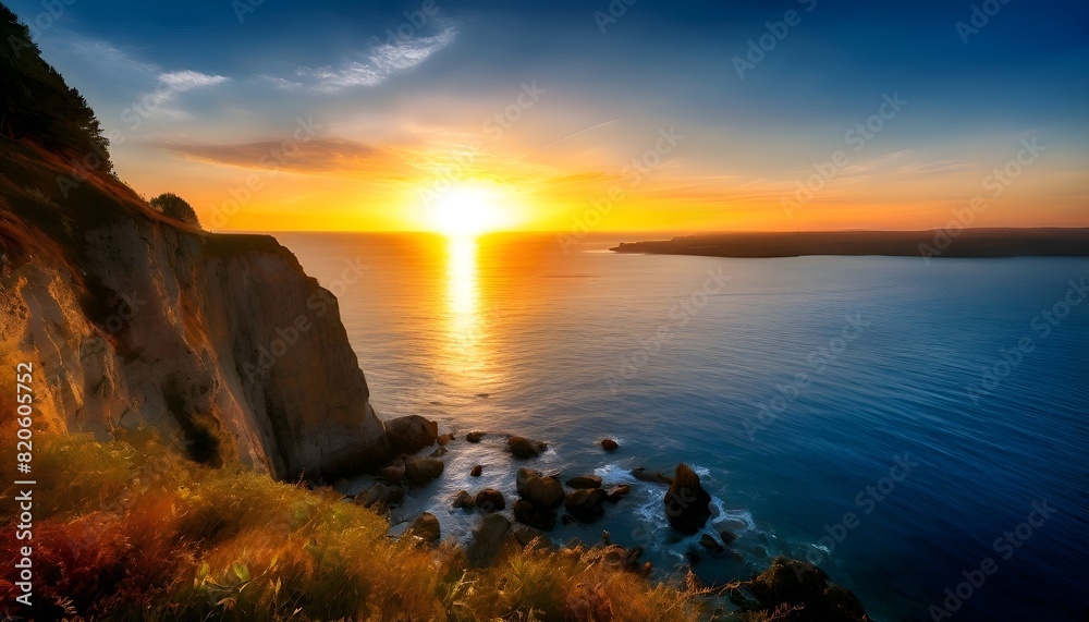 Obraz premium Landschaft Sonnenuntergang auf einer Meeresnase. Hintergrund für das Design 3.