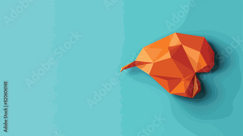 Orange paper liver on blue background Vector illustration