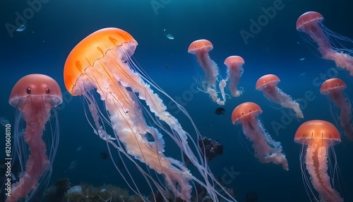 A Jellyfish In A Sea Of Glowing Ocean Creatures Upscaled 5 2