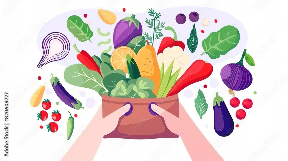 A variety of fresh vegetables and fruits are arranged in a visually appealing way A variety of fresh vegetables and fruits are arranged in a visually appealing way