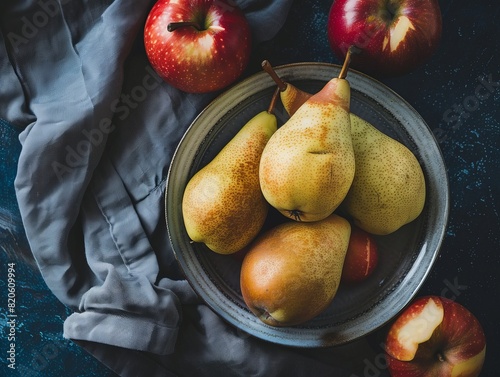 Pristine Pears and Apples: A Beautiful Flatlay in AR 4:3 photo