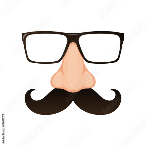 Fake nose and glasses mask vector, Disguise glasses, nose and mustache. photo