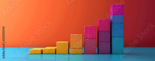 Clean, minimalist design of stacked blocks or bars increasing in size, representing scalable solutions and step-by-step growth