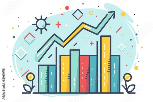 Simple outline of a bar chart with upward trending bars, representing positive investment growth and returns