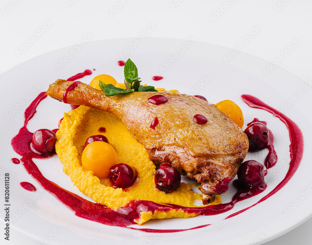Gourmet duck confit with berry sauce Gourmet duck confit with berry sauce