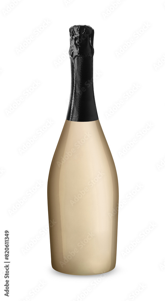 Yellow champagne bottle on white background Yellow champagne bottle on white background