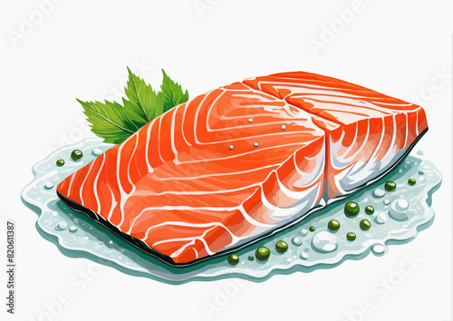 a piece of salmon sitting on top of a white plate