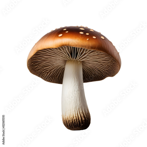 Single brown champignon or portobello mushroom isolated on a transparent background, perfect for food-related projects, culinary blogs, and healthy eating concepts. Adds earthy flavor to any visual co