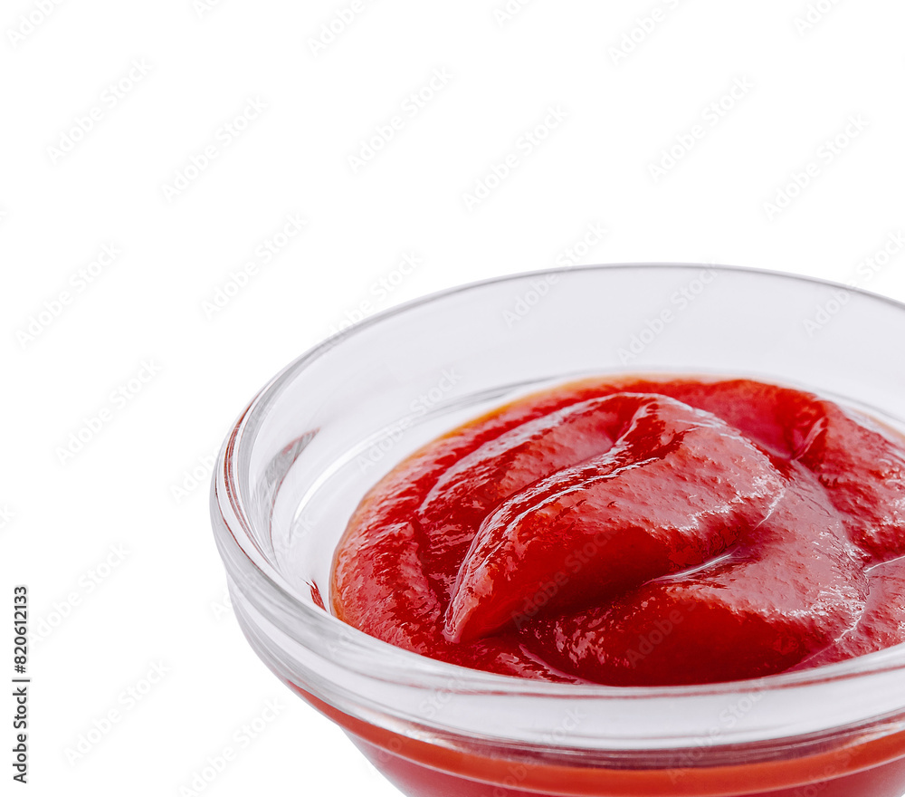 Bowl of fresh tomato ketchup isolated on white Bowl of fresh tomato ketchup isolated on white