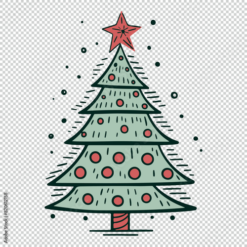 Simple christmas pine tree icon  black vector illustration on transparent background