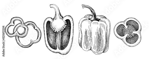 Whole and sliced sweet pepper