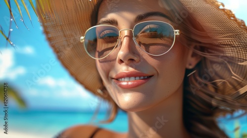 Happy beautiful woman on vaccation at summer time photo