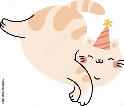 Cute cat with hat illustration vector