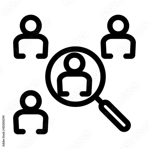 Talent search or human resource recruitment line icon.