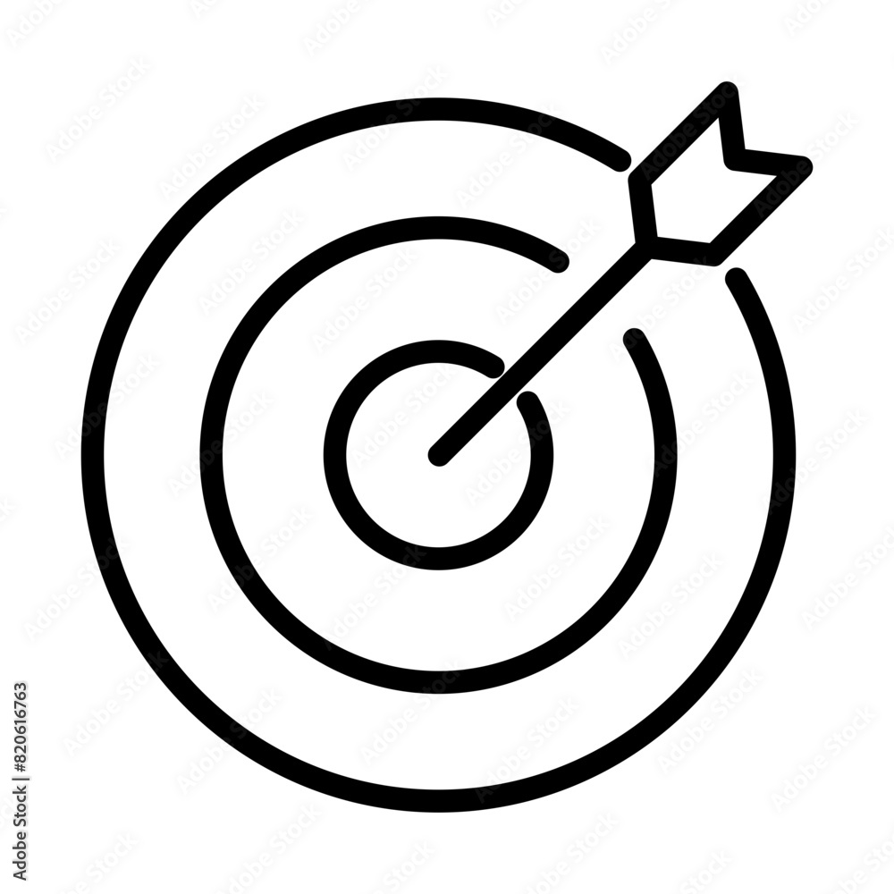 Target with arrow vector thin line icon. Target with arrow vector thin line icon.