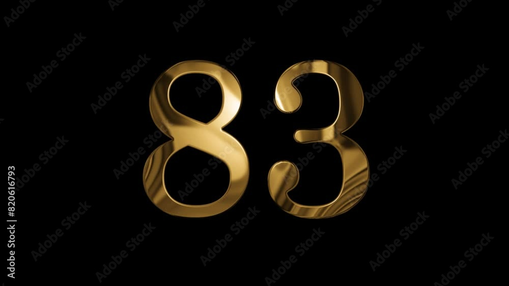 Gold number 83 with alpha channel, number eighty three Gold number 83 with alpha channel, number eighty three
