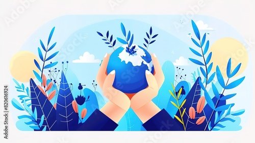 A digital illustration of a hand holding the Earth © K-MookPan