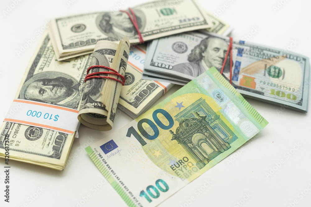 banknotes, American dollar, European currency, euro, various money. banknotes, American dollar, European currency, euro, various money.