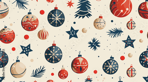 Vintage Christmas baubles pattern. Seamless background photo