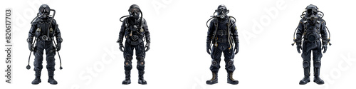 Set of Diving Suit isolated on transparent png background. Generative ai
