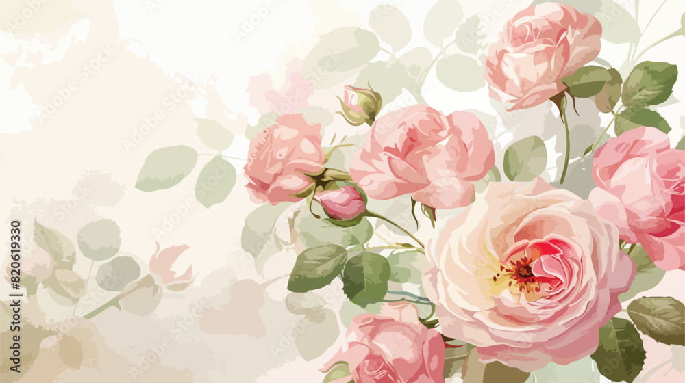 Pink rose flower watercolor frame for background wedd