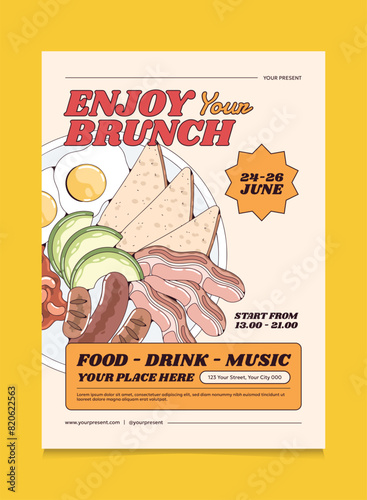 Retro Breakfast Poster Design. Suitable For Promotion Poster