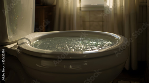 A toilet bowl filled with water