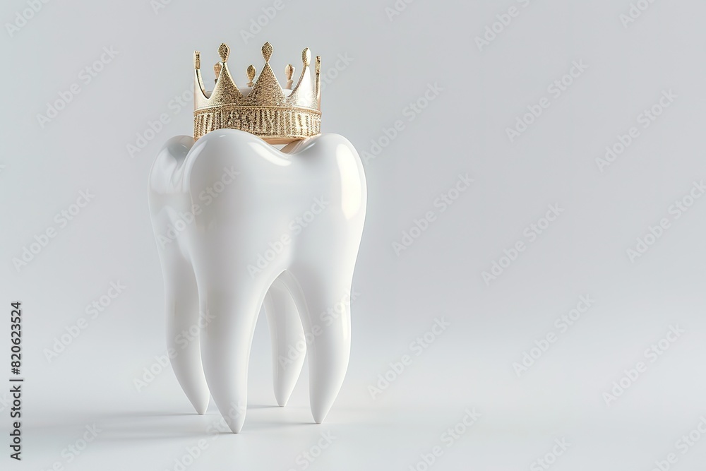 single tooth with golden crown 3d illustration single tooth with golden crown 3d illustration