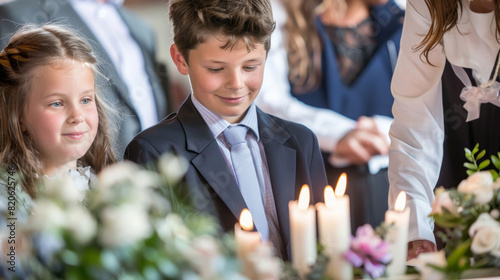 Wallpaper Mural Children Celebrating First Communion with Candles - A Joyous Religious Ceremony Torontodigital.ca