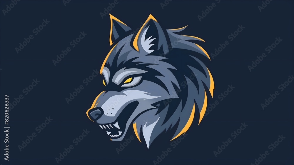 Obraz premium A majestic wolf mascot integrated seamlessly with a modern logo mark, captured in crisp detail to create a visually striking and memorable brand identity in HD resolution. 