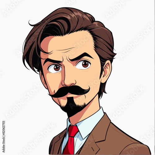 a man with a mustache and a suit