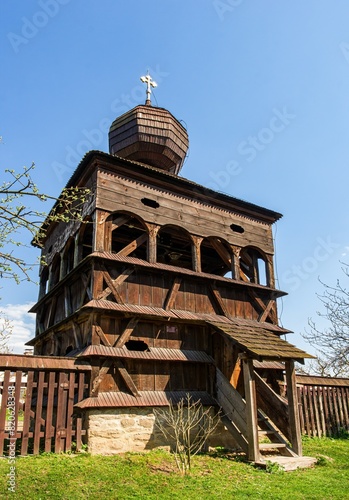 Wooden Articular Belfry in Hronsek - Slovakia. Protestant Articular Church in Hronsek, Banska Bystrica, Slovakia. Unesco World Heritage Site. photo