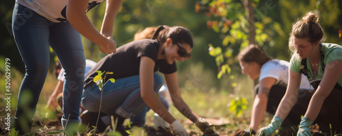 Volunteers Planting Trees in a Community Effort to Support the Environment