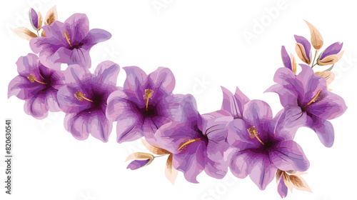 Purple embellished floral frame isolated on white background
