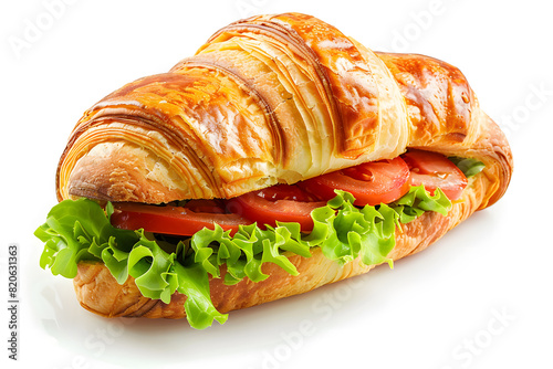 Croissant sandwich isolated on white background