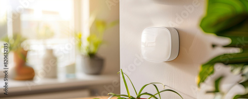 Compact Carbon Monoxide Detector on Kitchen Wall for Safety