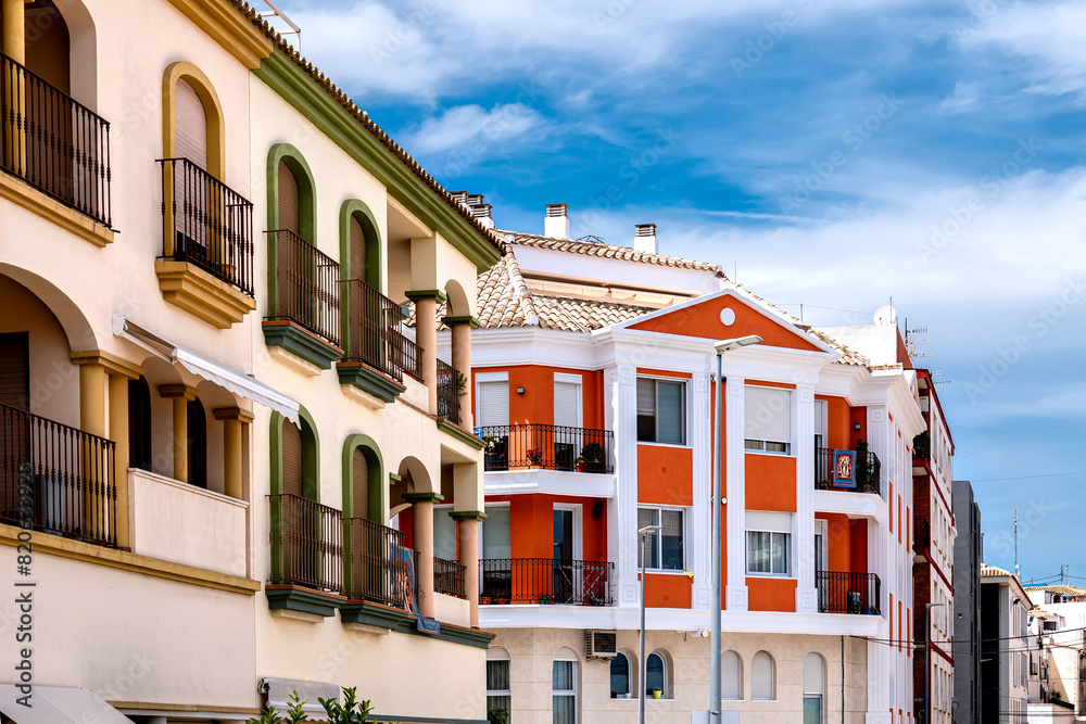 Close up of  beautiful facades  in Benissa, Costa Blanca, Spain