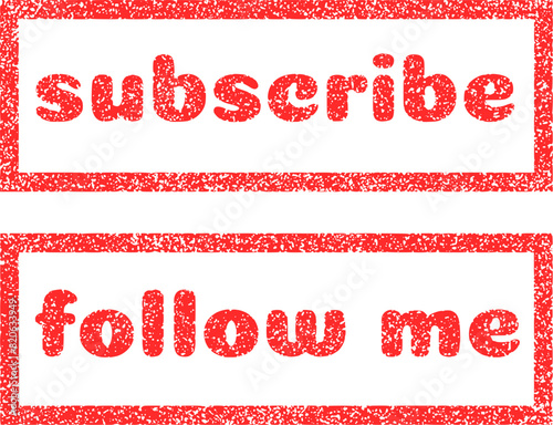 Subscribe Follw me red rubber stamp set
