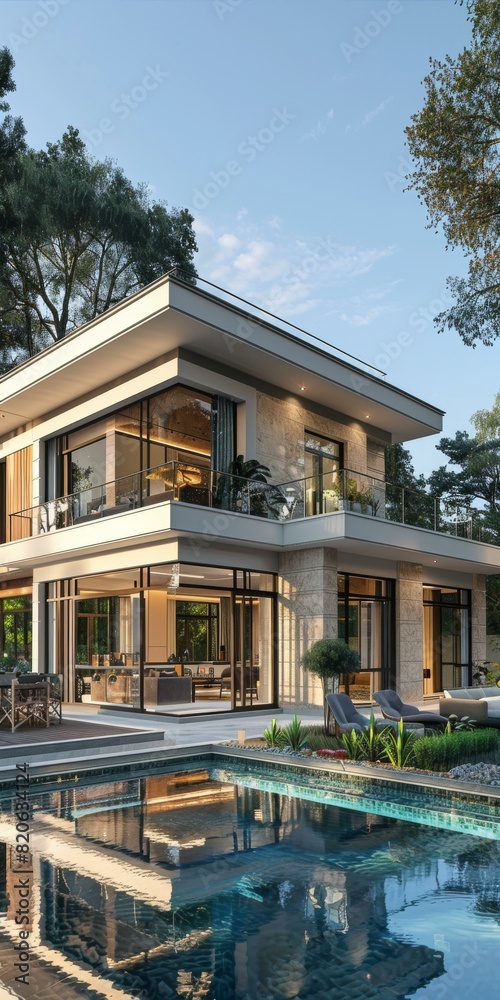 Fototapeta premium Modern Luxury Villa with Swimming Pool
