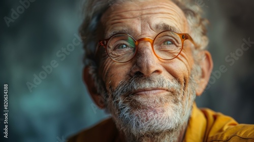 Close Up Portrait of Senior Man Looking Up With Hopeful Expression