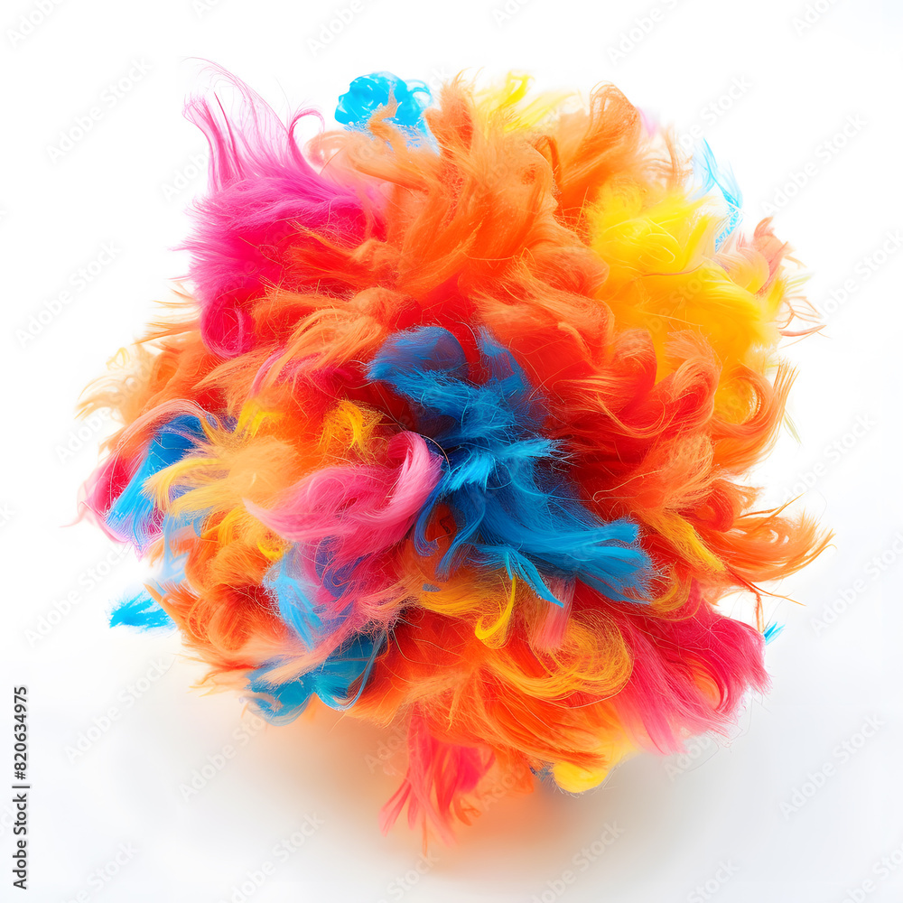 Abstract fluffy ball, bright colors pompon shape isolated on a white background Abstract fluffy ball, bright colors pompon shape isolated on a white background
