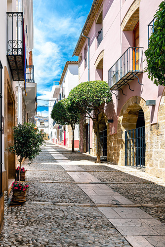 Traditional old town street in Benissa, Costa Blanca, Spain photo