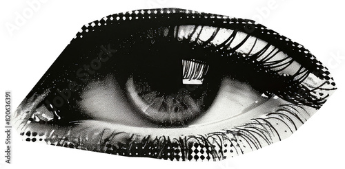 Eye collage element. Punk y2k collage elements. Retro magazine clipping. Beautiful female eye collage element. Eye halftone. Generative AI