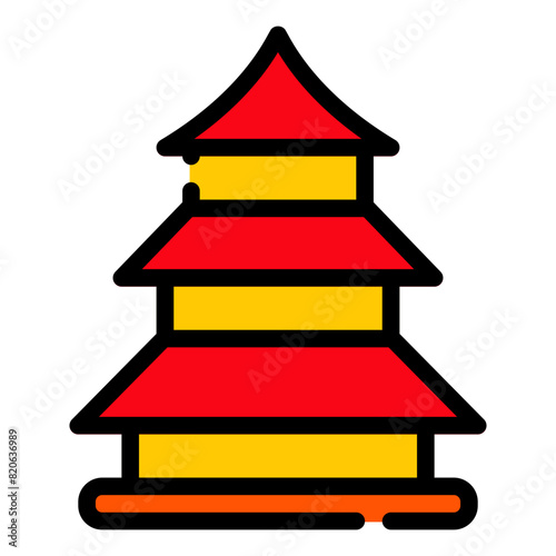 Pagoda Icon in Flat Style