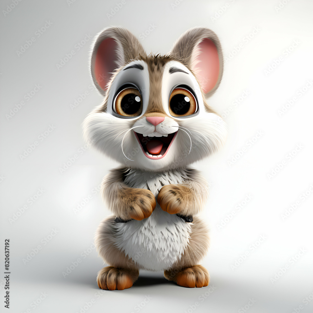 Fototapeta premium 3d rendering of a cute little mouse isolated on white background.