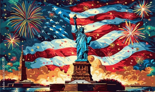 A painting of the Statue of Liberty