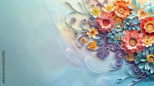 colorful fractal design with spirals and swirl, copy space, may used as wishing card